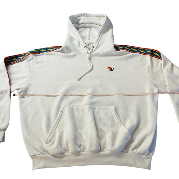 Aviator Nation White Hoodie with Multicolor Stripes Size Medium - Picture 9 of 11